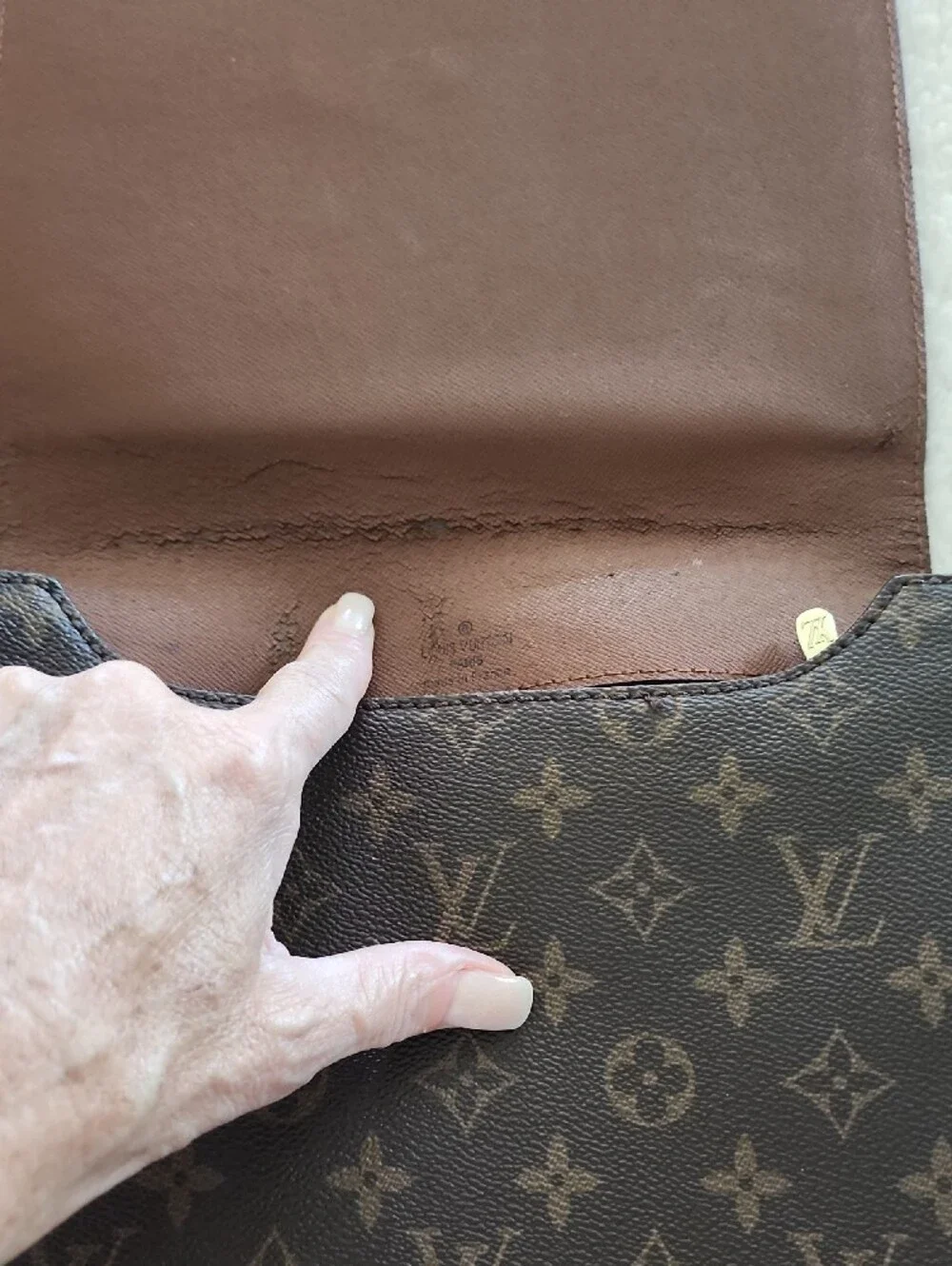 Louis Vuitton Brown Monogram Crossbody with Tan Strap